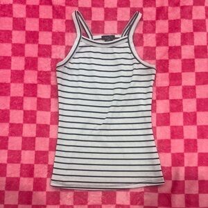 Rue21 White and Black Striped Ribbed Tank